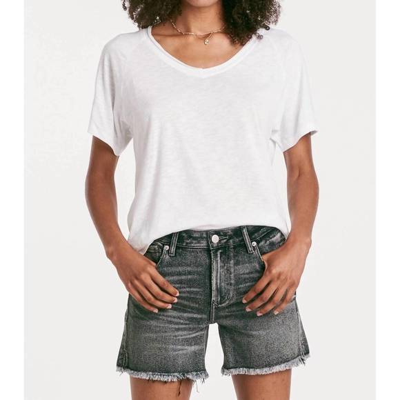 NEW ANOTHER LOVE taylor relaxed v-neck slubbed basic tee in white - Picture 1 of 3
